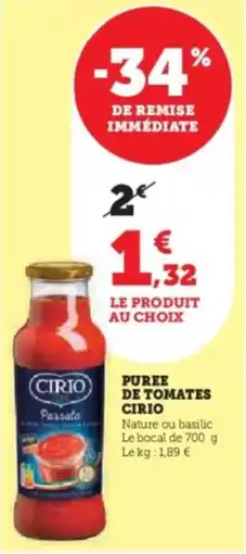Hyper U Puree de tomates cirio offre
