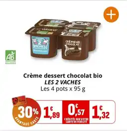 Coccinelle Express LES 2 VACHES Crème dessert chocolat bio offre