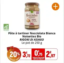 Coccinelle Express RIGONI DI ASIAGO Pâte à tartiner Nocciolata Bianca Noisettes Bio offre
