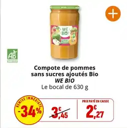 Coccinelle Express WE BIO Compote de pommes sans sucres ajoutés Bio offre