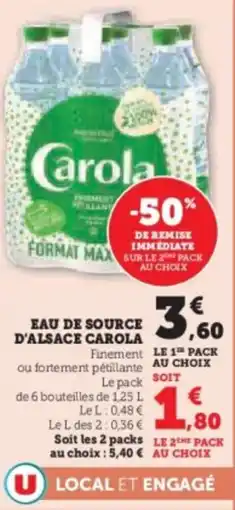 Hyper U Eau de source d'alsace carola offre