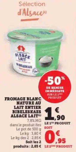 Hyper U Fromage blanc nature au lait entier bibeleskaes alsace lait offre