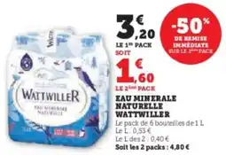 Hyper U Eau minerale naturelle wattwiller offre