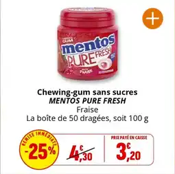Coccinelle Express MENTOS PURE FRESH Chewing-gum sans sucres offre
