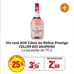 Coccinelle Express CELLIER DES DAUPHINS Vin rosé AOP Côtes du Rhône Prestige offre
