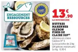 Hyper U Huitres marennes oleron fines de claire igp offre