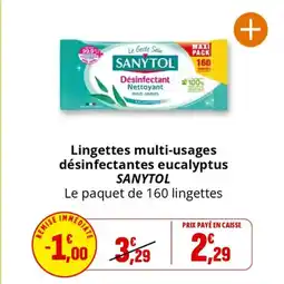 Coccinelle Express SANYTOL Lingettes multi-usages désinfectantes eucalyptus offre