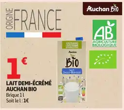 Auchan AUCHAN BIO Lait demi-écrémé offre