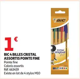 Auchan BIC 4 billes cristal assortis pointe fine offre