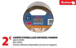 Auchan Adhésif d'emballage universel marron 66m x 50mm offre