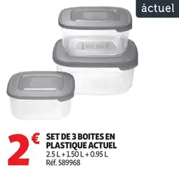 Auchan ACTUEL Set de 3 boites en plastique offre