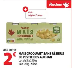 Auchan Mais croquant sans résidus de pesticides offre
