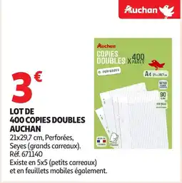 Auchan AUCHAN Lot de 400 copies doubles offre