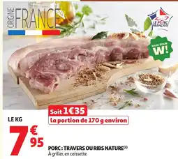 Auchan Porc: travers ou ribs nature offre