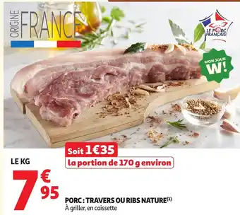 Auchan Porc: travers ou ribs nature offre