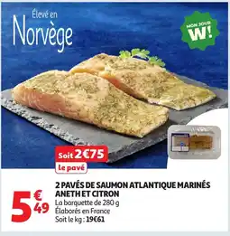 Auchan 2 pavés de saumon atlantique marinés anethet citron offre