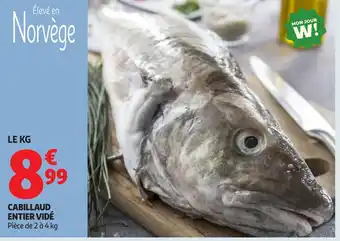 Auchan Cabillaud entier vidé offre