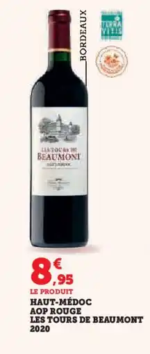 Hyper U Haut-médoc aop rouge les tours de beaumont 2020 offre