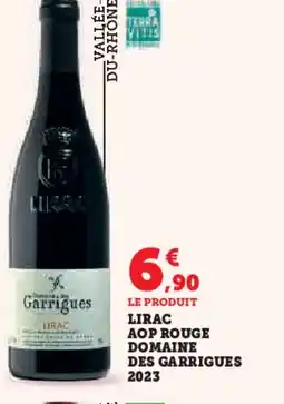 Hyper U Lirac aop rouge domaine des garrigues 2023 offre