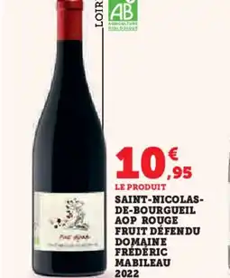Hyper U Saint-nicolas- de-bourgueil aop rouge fruit défendu domaine frédéric mabileau 2022 offre