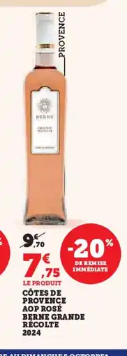 Hyper U Côtes de provence aop rosé berne grande récolte 2024 offre