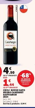 Hyper U Chili rouge gato negro cabernet sauvignon 2024 offre