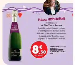Hyper U Crémant d'alsace aop brut henri ehrhart 24 mois millésimé 2022 offre