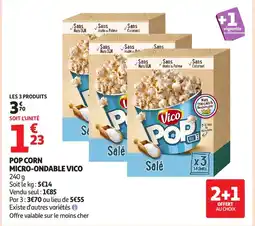 Auchan VICO Pop corn micro-ondable offre
