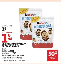 Auchan KINDER Kinderini biscuits lait et cacao offre