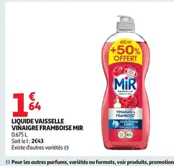 Auchan MIR Liquide vaisselle vinagre framboise offre