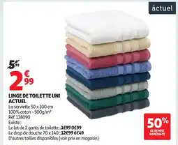 Auchan ACTUEL Linge de toilette uni offre