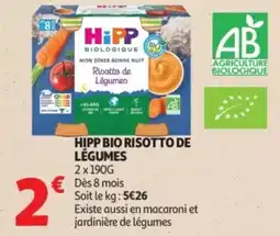 Auchan Supermarché Hipp bio risotto de légumes offre