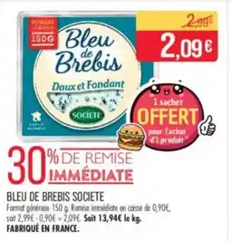 Match SOCIETE Bleu de brebis offre