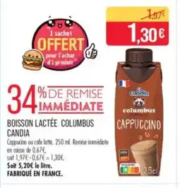 Match CANDIA Boisson lactée columbus offre