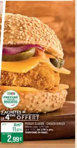 Match Produit élaboré chicken burger offre