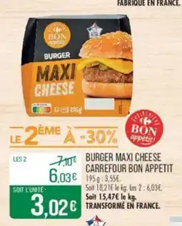 Match Burger maxi cheese carrefour bon appetit offre