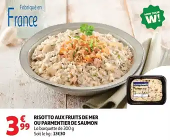 Auchan Supermarché Risotto aux fruits de mer ou parmentier de saumon offre