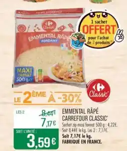 Match CARREFOUR CLASSIC Emmental râpé offre