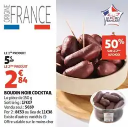 Auchan Supermarché Boudin noir cocktail offre