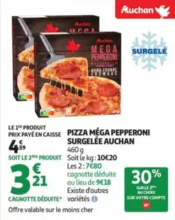 Auchan Supermarché Pizza mega pepperoni surgelée auchan offre
