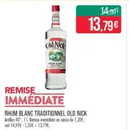 Match OLD NICK Rhum blanc traditionnel offre