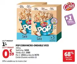 Auchan Supermarché Pop corn micro-ondable vico offre