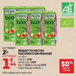 Auchan Supermarché Briquettes nectar multifruits bio pressade offre