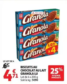 Auchan Supermarché Biscuits au chocolat au lait granola lu offre