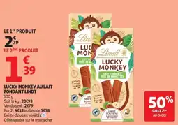 Auchan Supermarché Lucky monkey au lait fondant lindt offre