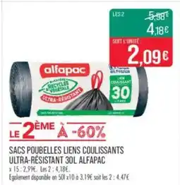 Match ALFAPAC Sacs poubelles liens coulissants ultra-résistant offre