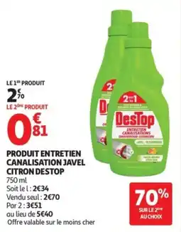 Auchan Supermarché Produit entretien canalisation javel citron destop offre