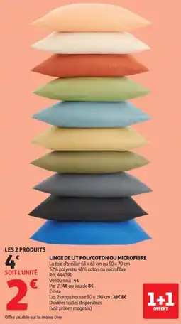 Auchan Supermarché Linge de lit polycoton ou microfibre offre