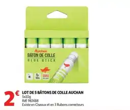 Auchan Supermarché Lot de 5 bâtons de colle auchan offre