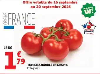 Auchan Supermarché Tomates rondes en grappe offre